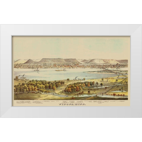 Winona Minnesota - Andreas 1874 White Modern Wood Framed Art Print by Andreas