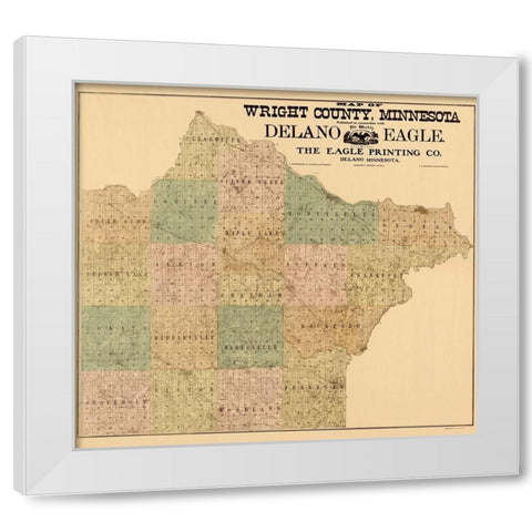 Wright Minnesota Landowner - Hixson 1901 White Modern Wood Framed Art Print by Hixson