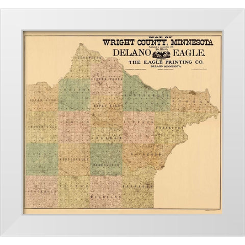 Wright Minnesota Landowner - Hixson 1901 White Modern Wood Framed Art Print by Hixson