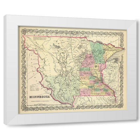 Minnesota - Colton 1856 White Modern Wood Framed Art Print by Colton