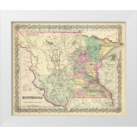 Minnesota - Colton 1856 White Modern Wood Framed Art Print by Colton