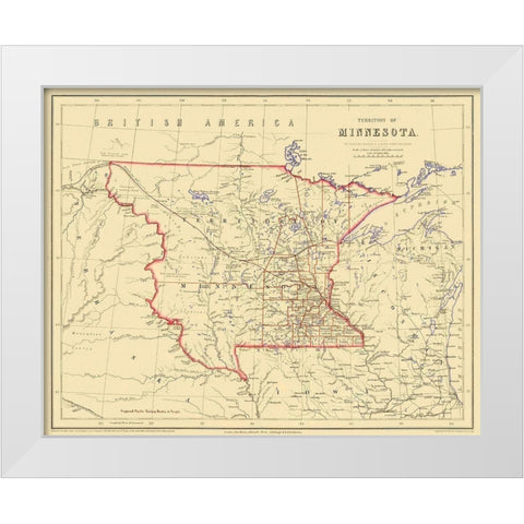 Minnesota Territory - Rogers 1857 White Modern Wood Framed Art Print by Rogers