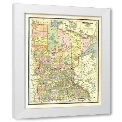 Minnesota - Cram 1886 White Modern Wood Framed Art Print by Cram