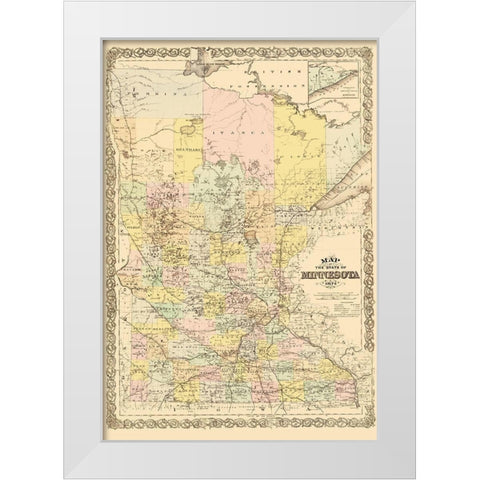 Minnesota - Andreas 1874 White Modern Wood Framed Art Print by Andreas