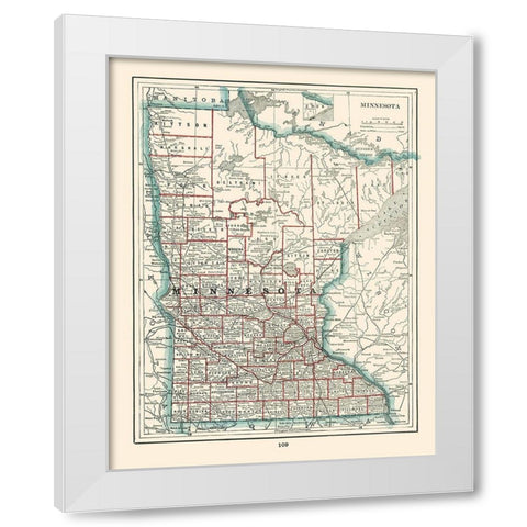 Minnesota - Rathbun 1893 White Modern Wood Framed Art Print by Rathbun
