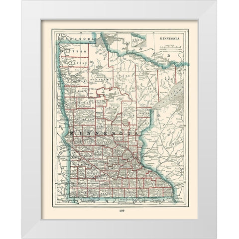Minnesota - Rathbun 1893 White Modern Wood Framed Art Print by Rathbun