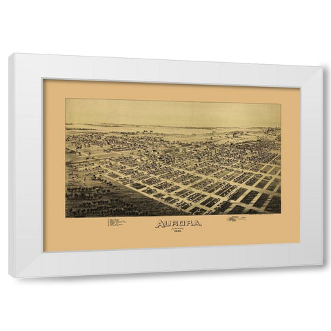Aurora Missouri - Fowler 1891 White Modern Wood Framed Art Print by Fowler