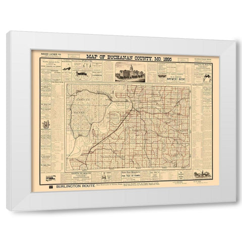 Buchanan County Missouri - Rutt 1895  White Modern Wood Framed Art Print by Rutt