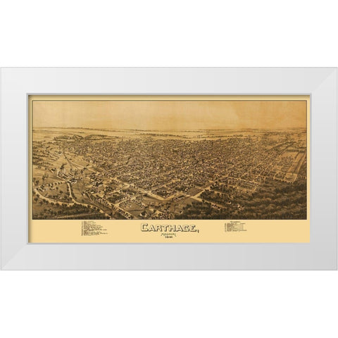 Carthage Missouri - Fowler 1891 White Modern Wood Framed Art Print by Fowler