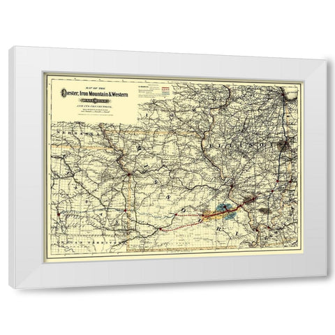 Chester, Iron Mountain and Western 1881 White Modern Wood Framed Art Print by Colton