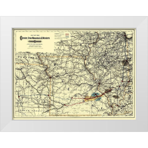 Chester, Iron Mountain and Western 1881 White Modern Wood Framed Art Print by Colton