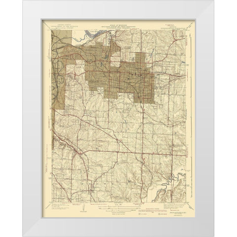Independence Missouri Quad - USGS 1940 White Modern Wood Framed Art Print by USGS