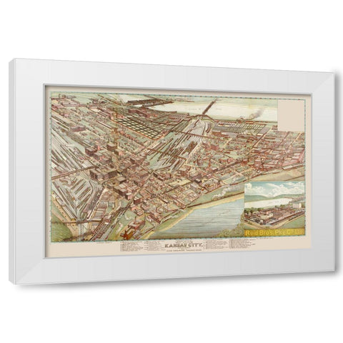 Kansas City West Bottoms Kansas Missouri White Modern Wood Framed Art Print by Koch