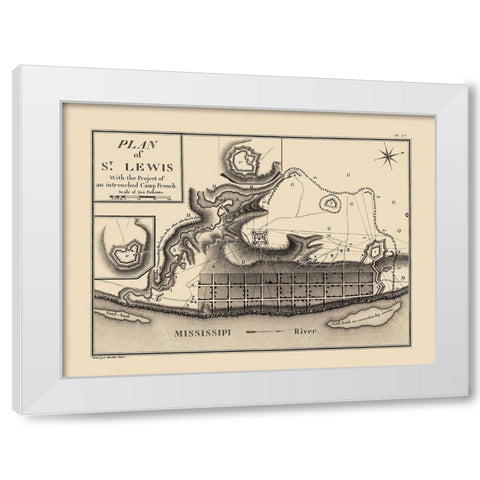 St Lewis, St. Louis, Camp French Missouri White Modern Wood Framed Art Print by Collot