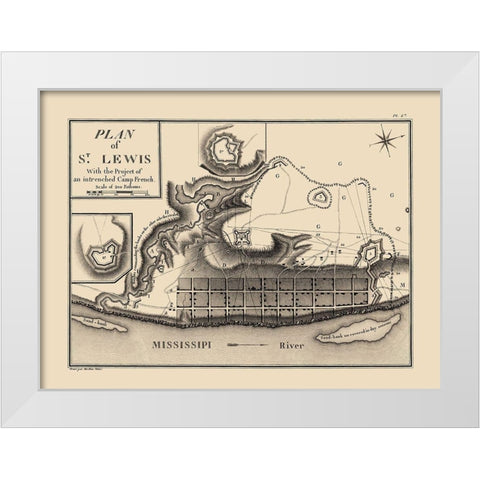 St Lewis, St. Louis, Camp French Missouri White Modern Wood Framed Art Print by Collot
