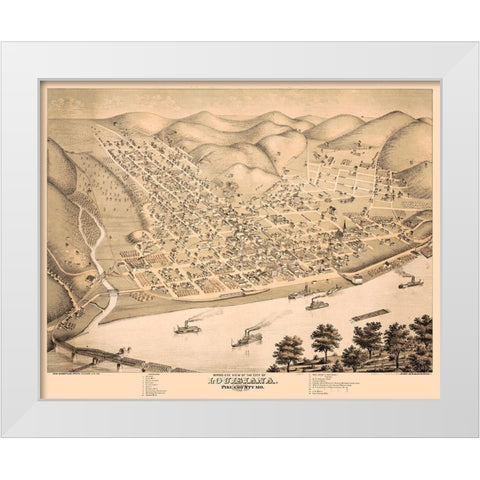 Louisiana Missouri - Koch 1876  White Modern Wood Framed Art Print by Koch