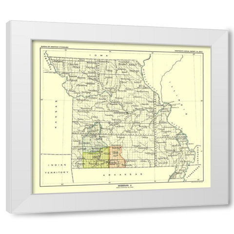 Missouri - United States - Hoen 1896 White Modern Wood Framed Art Print by Hoen