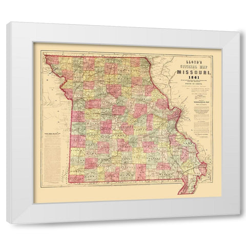 Missouri - Lloyd 1861  White Modern Wood Framed Art Print by Lloyd