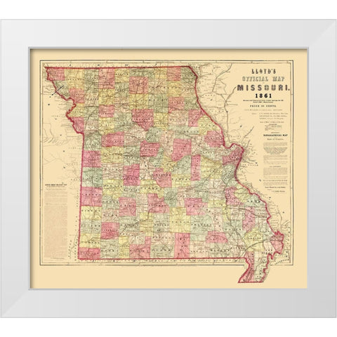 Missouri - Lloyd 1861  White Modern Wood Framed Art Print by Lloyd