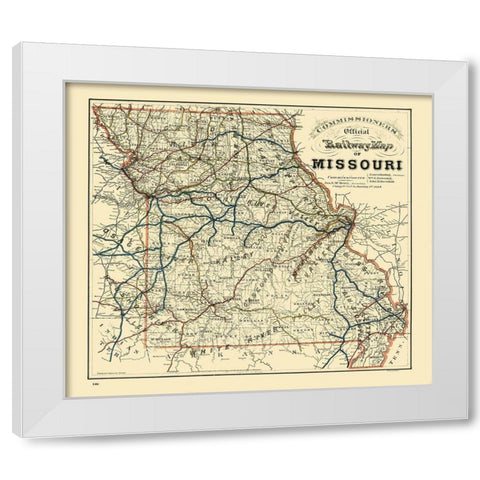 Missouri Railroad - Higgins 1888  White Modern Wood Framed Art Print by Higgins