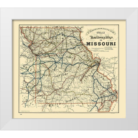 Missouri Railroad - Higgins 1888  White Modern Wood Framed Art Print by Higgins