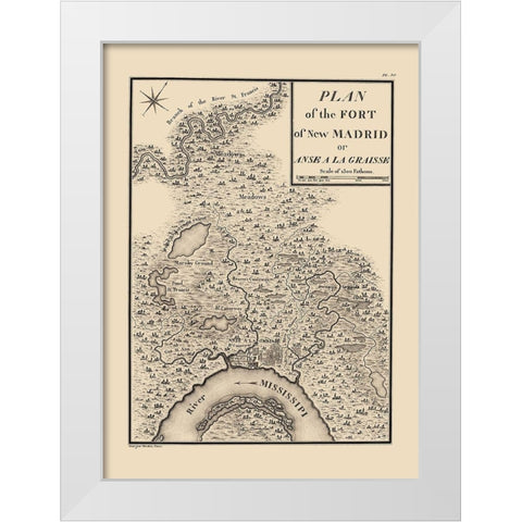 New Madrid Missouri - Collot 1796 White Modern Wood Framed Art Print by Collot