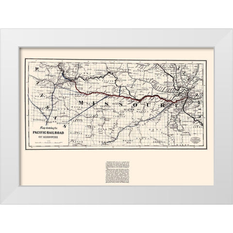 Pacific Railroad of Missouri - Colton 1865 White Modern Wood Framed Art Print by Colton