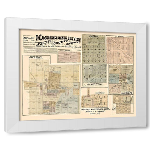 Pettis County Missouri - Magann 1872  White Modern Wood Framed Art Print by Magann
