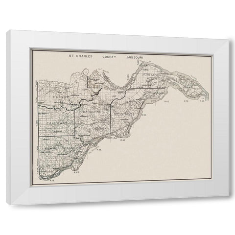St Charles Missouri - 1929 White Modern Wood Framed Art Print by Unknown