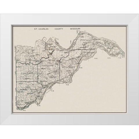 St Charles Missouri - 1929 White Modern Wood Framed Art Print by Unknown