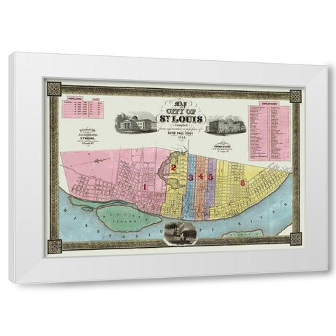 St. Louis Missouri - Twichel 1844 White Modern Wood Framed Art Print by Twichel