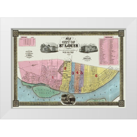 St. Louis Missouri - Twichel 1844 White Modern Wood Framed Art Print by Twichel