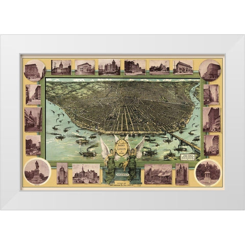 St Louis Missouri - Graf 1896 White Modern Wood Framed Art Print by Graf