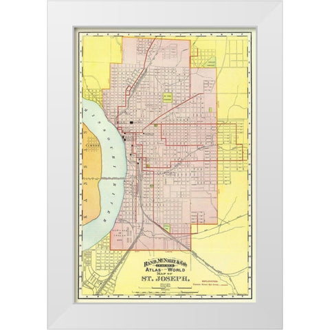 St. Joseph Missouri - Rand McNally 1892 White Modern Wood Framed Art Print by Rand McNally