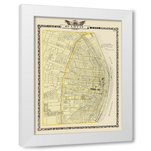 St. Louis Missouri - Warner 1876 White Modern Wood Framed Art Print by Warner