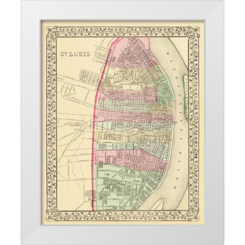 St. Louis Missouri - Mitchell 1870 White Modern Wood Framed Art Print by Mitchell