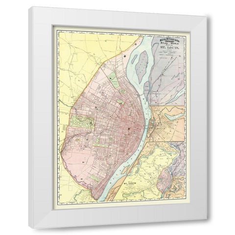 St. Louis Missouri, Illinois with Illinois White Modern Wood Framed Art Print by Rand McNally