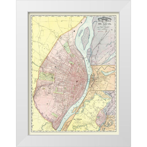 St. Louis Missouri, Illinois with Illinois White Modern Wood Framed Art Print by Rand McNally