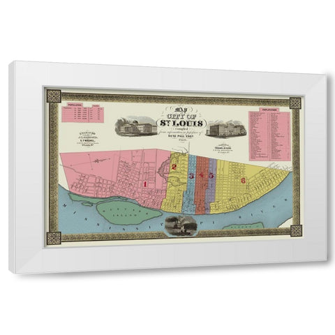 St. Louis Missouri - Twichel 1844 White Modern Wood Framed Art Print by Twichel