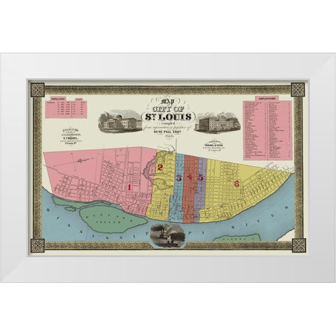 St. Louis Missouri - Twichel 1844 White Modern Wood Framed Art Print by Twichel