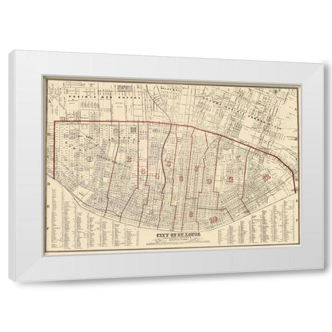 St. Louis Missouri - Hutawa 1870 White Modern Wood Framed Art Print by Hutawa