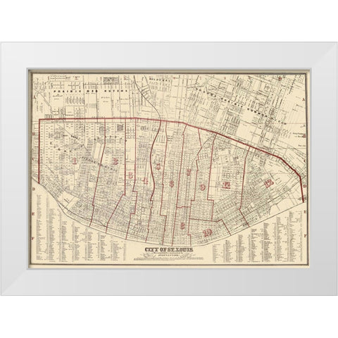 St. Louis Missouri - Hutawa 1870 White Modern Wood Framed Art Print by Hutawa