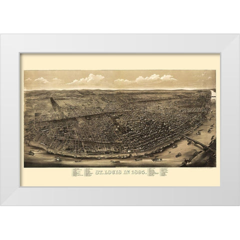 St Louis Missouri - Juehne 1895 White Modern Wood Framed Art Print by Juehne