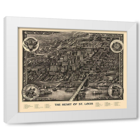 St Louis Central Missouri - Graf 1907 White Modern Wood Framed Art Print by Graf