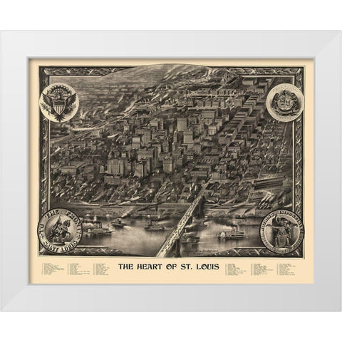 St Louis Central Missouri - Graf 1907 White Modern Wood Framed Art Print by Graf