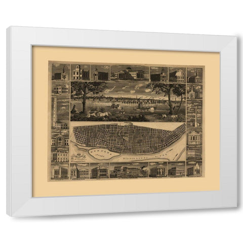 St Louis Missouri - Kershaw 1848 White Modern Wood Framed Art Print by Kershaw