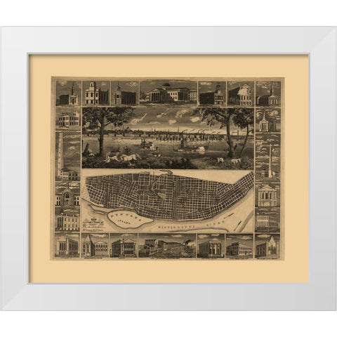 St Louis Missouri - Kershaw 1848 White Modern Wood Framed Art Print by Kershaw