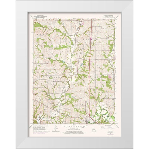 Tracy Missouri Quad - USGS 1961 White Modern Wood Framed Art Print by USGS