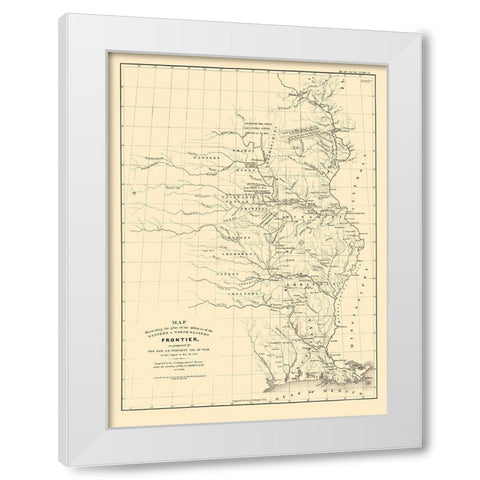 Western and North Western Frontier Defenses 1837 White Modern Wood Framed Art Print by Poinsett