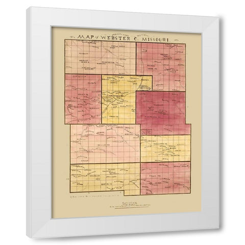 Webster County Missouri - Strickland 1877  White Modern Wood Framed Art Print by Strickland